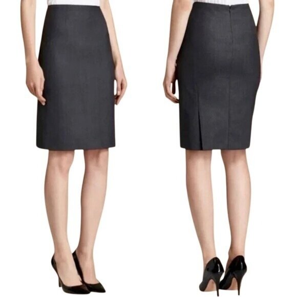 Theory Golda 2 Urban Charcoal Gray Virgin Wool Blend Pencil Skirt Office Siren - Picture 1 of 11
